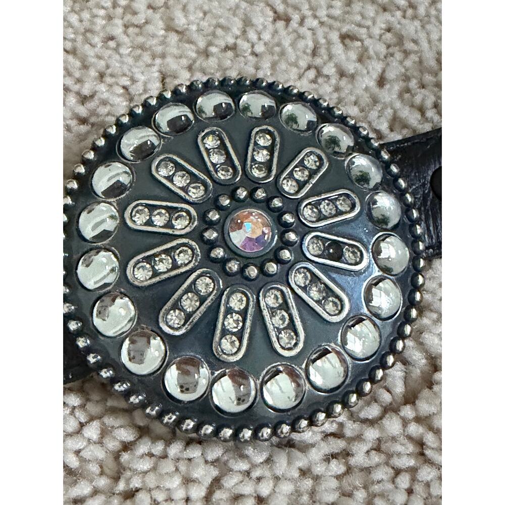 Tony Lama Women’s Black Leather Western Concho Rhinestone Belt C50353 - Picture 8 of 14